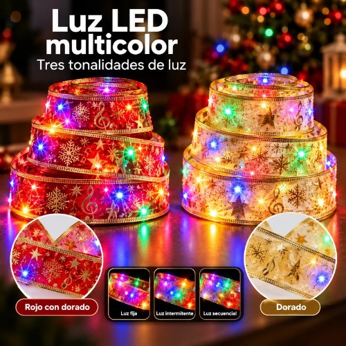 CINTAS  NAVIDEÑAS CON LUZ LED