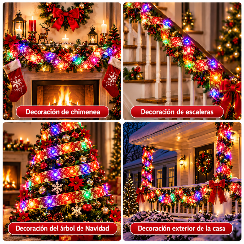 CINTAS  NAVIDEÑAS CON LUZ LED