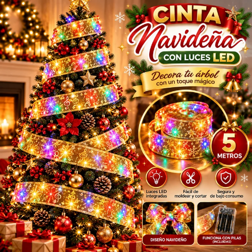 CINTAS  NAVIDEÑAS CON LUZ LED