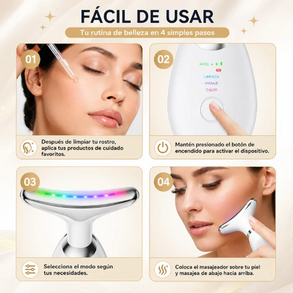Masajeador facial recargable con luz led